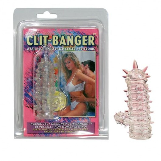 Прозрачная насадка с шипами и клиторальной шишечкой CLIT-BANGER SLEEVE IN CLEAR - Tonga - в Великом Новгороде купить с доставкой