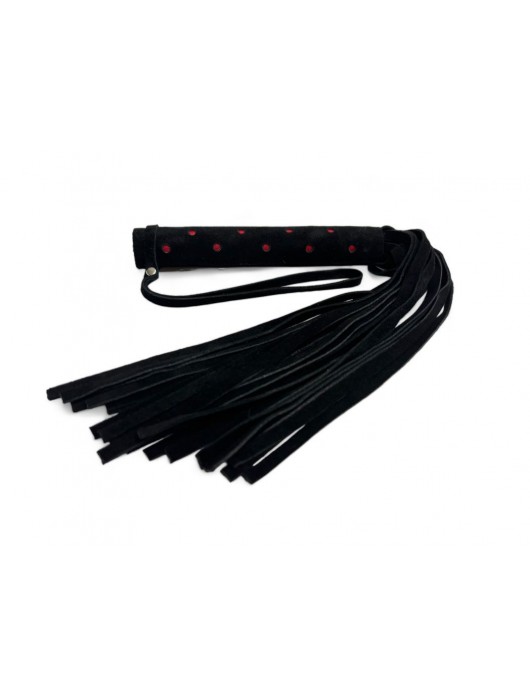 Черная замшевая плеть с красными точками на рукояти Red dot Princess - 43 см. - БДСМ Арсенал - купить с доставкой в Великом Новгороде