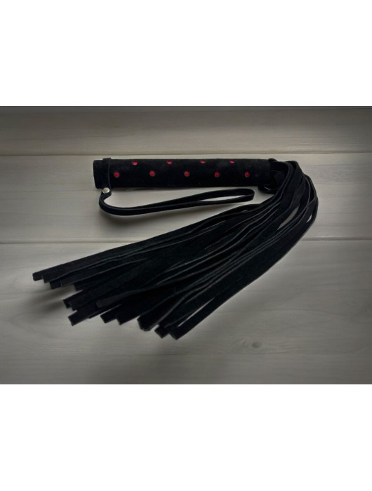 Черная замшевая плеть с красными точками на рукояти Red dot Princess - 43 см. - БДСМ Арсенал - купить с доставкой в Великом Новгороде