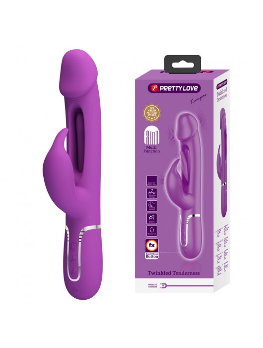 Фиолетовый вибратор-кролик с функцией фингеринга Kampas - 23,2 см. - Baile