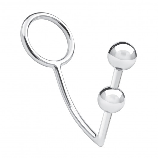 Кольцо на пенис с анальным стимулятором Two Bead Stainless Steel Anal Hook   Cock Ring - BlueLine - в Великом Новгороде купить с доставкой