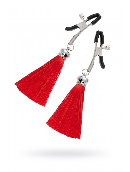 Зажимы на соски «Прищепки» с красными кисточками из шелка - Pecado - купить с доставкой в Великом Новгороде