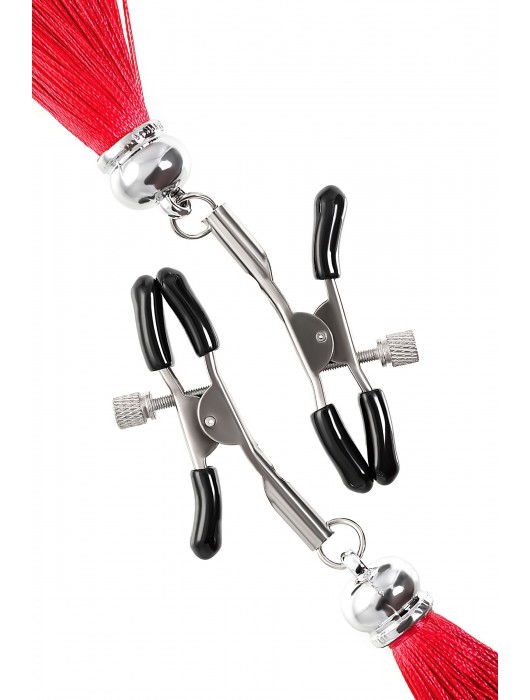 Зажимы на соски «Прищепки» с красными кисточками из шелка - Pecado - купить с доставкой в Великом Новгороде