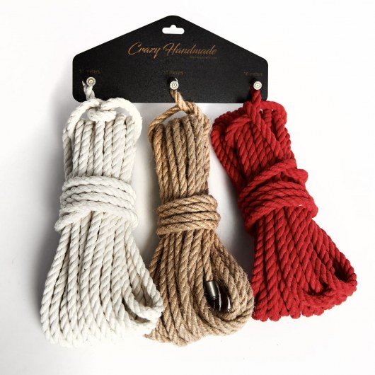 Набор из 3 разноцветных веревок для шибари - Crazy Handmade - купить с доставкой в Великом Новгороде