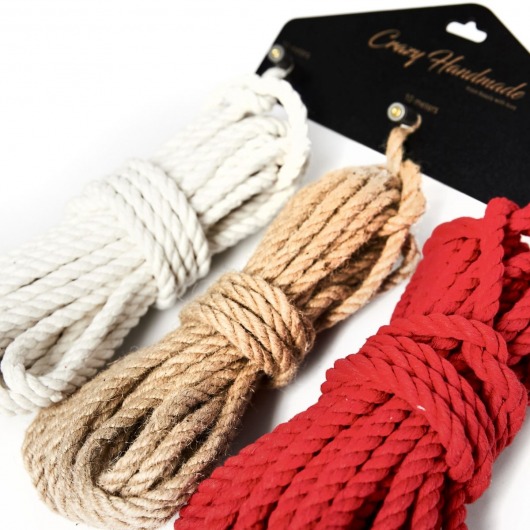 Набор из 3 разноцветных веревок для шибари - Crazy Handmade - купить с доставкой в Великом Новгороде