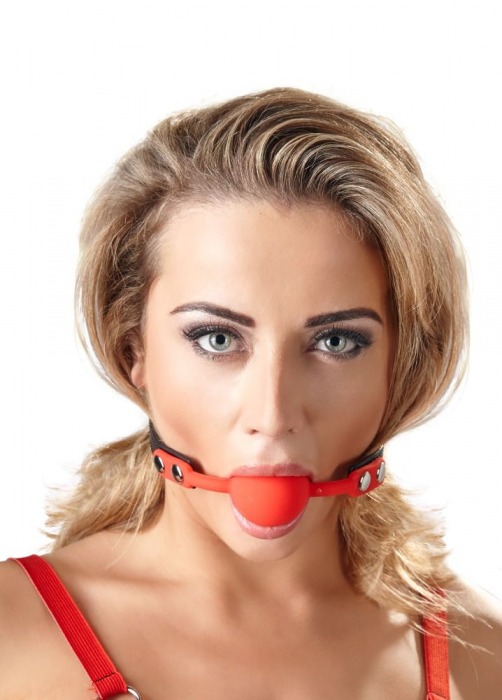 Силиконовый кляп-шар на чёрных ремешках Red Gag silicone - Orion - купить с доставкой в Великом Новгороде