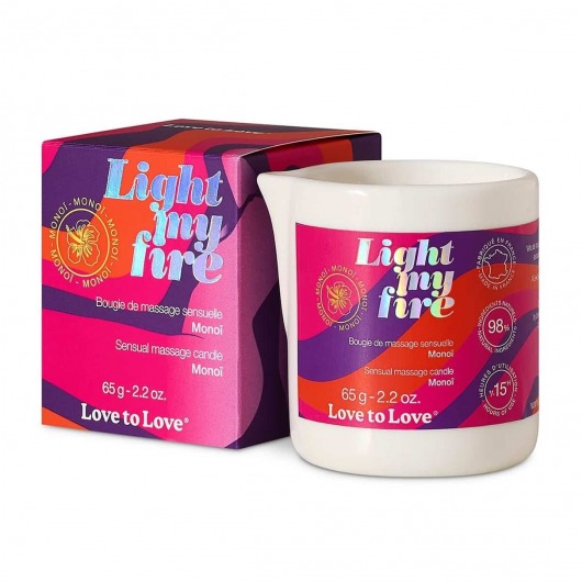 Массажная свеча Light My Fire с ароматом моной - 80 мл. - Love to Love - купить с доставкой в Великом Новгороде