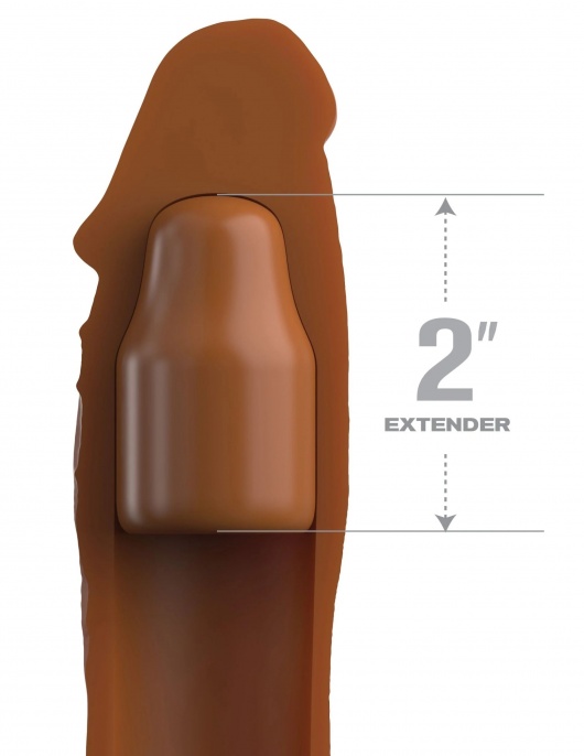Коричневая насадка на член 2  Silicone X-tension - 20,3 см. - Pipedream - в Великом Новгороде купить с доставкой