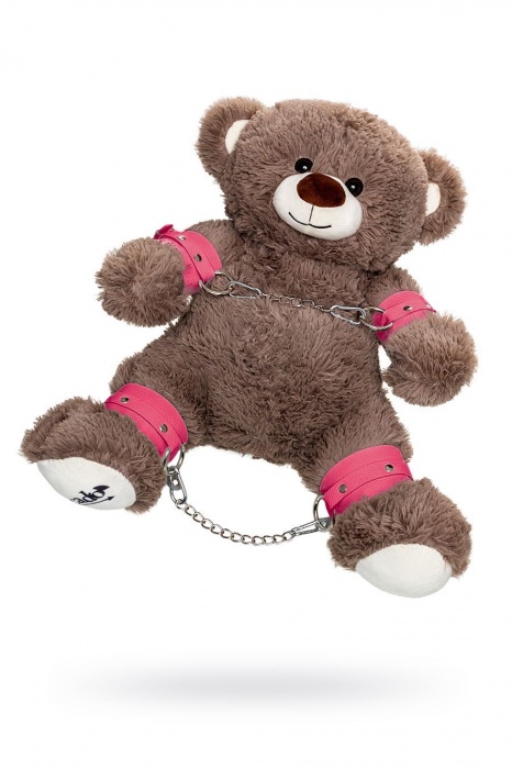 Бондажный набор: бурый мишка с розовыми оковами и наручниками - Pecado - купить с доставкой в Великом Новгороде