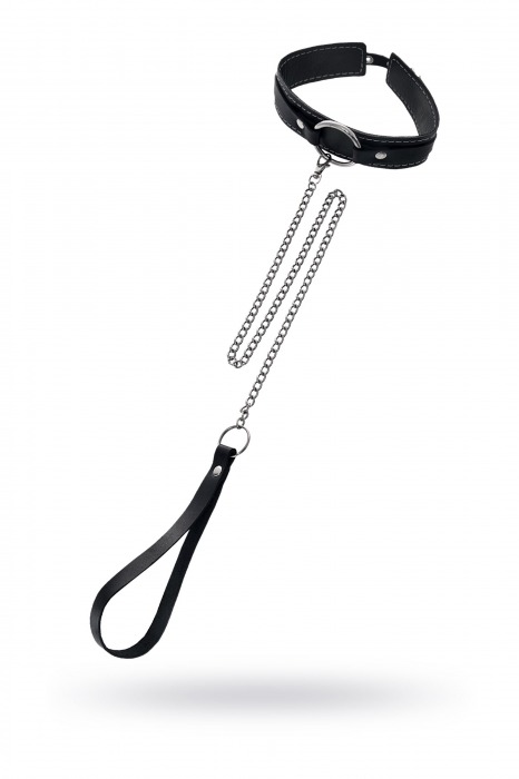 Кожаный ошейник-чокер с поводком - Pecado - купить с доставкой в Великом Новгороде