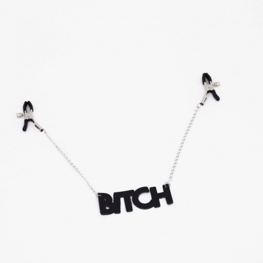 Зажимы на соски с кожаной подвеской Bitch - Crazy Handmade - купить с доставкой в Великом Новгороде