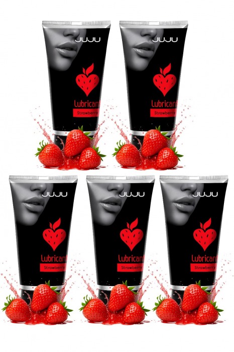 Набор из 5 съедобных лубрикантов JUJU со вкусом клубники - JuJu - купить с доставкой в Великом Новгороде Набор из 5 съедобных лубрикантов JUJU со вкусом клубники - JuJu - купить с доставкой в Великом Новгороде