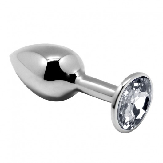 Серебристая анальная втулка с прозрачным кристаллом Mini Metal Butt Plug Size L - 9 см. - Adrien Lastic в Великом Новгороде Серебристая анальная втулка с прозрачным кристаллом Mini Metal Butt Plug Size L - 9 см. - Adrien Lastic