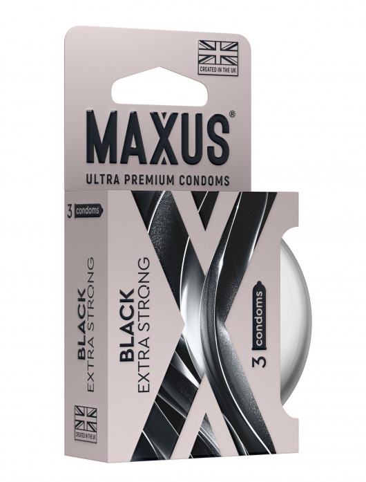 Черные утолщенные презервативы MAXUS Extra Strong с железным кейсом - 3 шт. - Maxus - купить с доставкой в Великом Новгороде