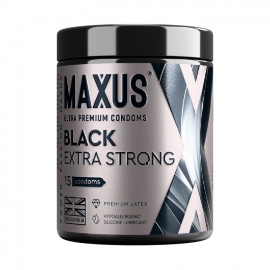 Черные утолщенные презервативы MAXUS Extra Strong с железным кейсом - 15 шт. - Maxus - купить с доставкой в Великом Новгороде
