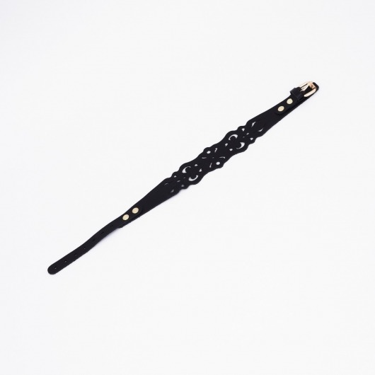 Черный ажурный чокер с золотистой фурнитурой - Crazy Handmade - купить с доставкой в Великом Новгороде