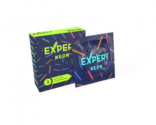 Светящиеся в темноте презервативы Expert Neon - 3 шт. - Expert - купить с доставкой в Великом Новгороде
