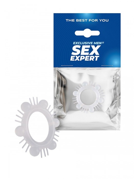 Эластичное эрекционное кольцо с шипиками и шариками - Sex Expert - в Великом Новгороде купить с доставкой