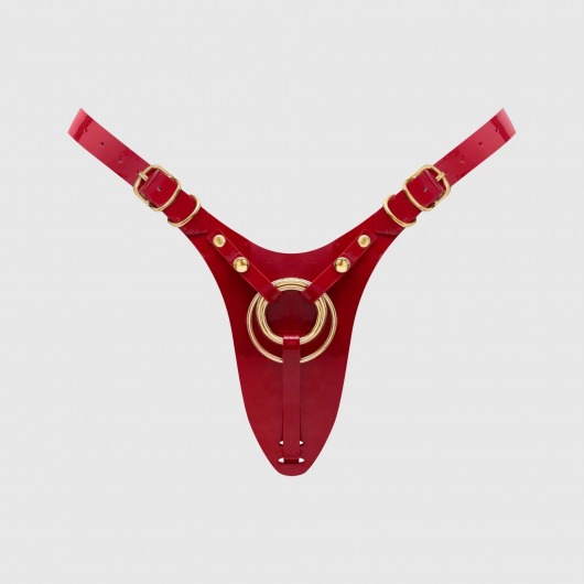 Красный пояс для фиксации насадок Strap-On-Me Leatherette Harness Fabulous - Strap-on-me - купить с доставкой в Великом Новгороде