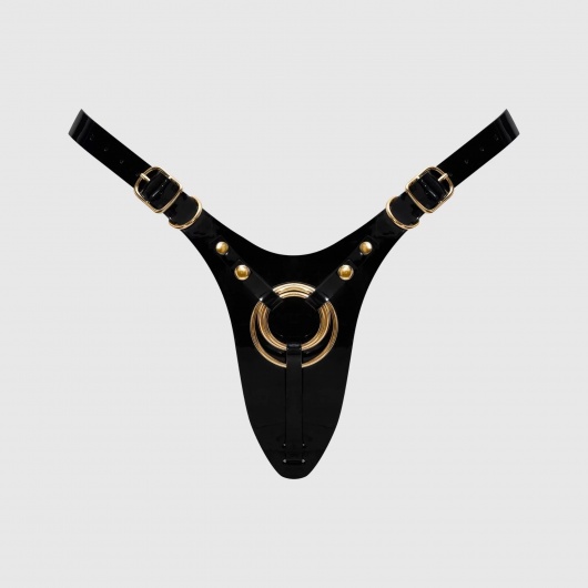 Черный пояс для фиксации насадок Strap-On-Me Leatherette Harness Fabulous - Strap-on-me - купить с доставкой в Великом Новгороде