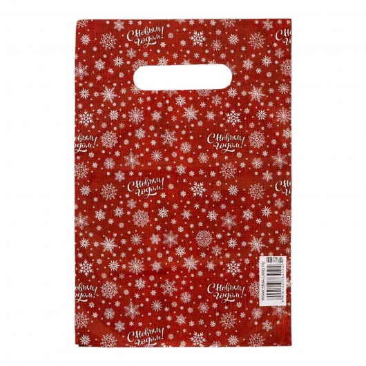 Красный подарочный новогодний пакет с вырубной ручкой (20х30 см) - Сима-Ленд - купить с доставкой в Великом Новгороде