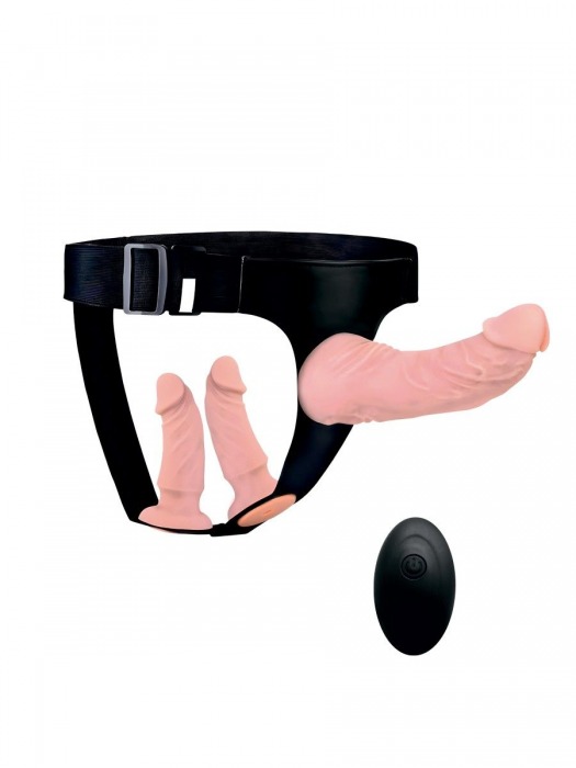 Женский страпон с 3 насадками и вибрацией - Erowoman-Eroman - купить с доставкой в Великом Новгороде