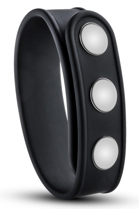 Черное эрекционное кольцо на кнопках - Blush Novelties - в Великом Новгороде купить с доставкой