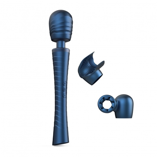 Синий вибромассажёр с насадками Man.wand Edgy - Manwan - в Великом Новгороде купить с доставкой