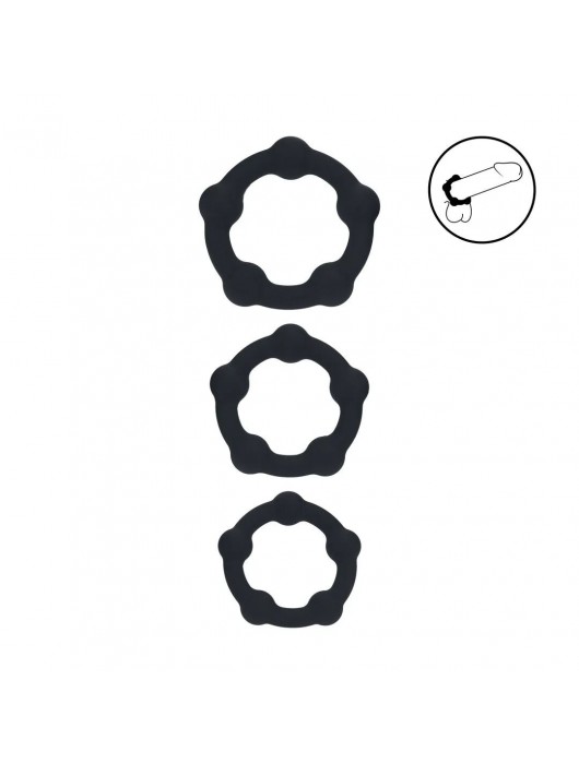 Набор из 3 эрекционных колец Beaded Silicone Cockring Set - Shots Media BV - в Великом Новгороде купить с доставкой