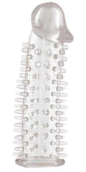 Прозрачная насадка на половой член с закрытой головкой и шипами - 12,5 см. - Toyfa Basic - в Великом Новгороде купить с доставкой
