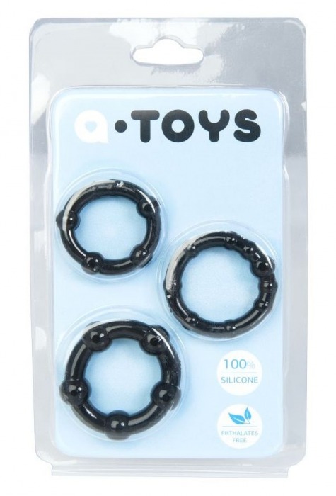 Набор из 3 чёрных эрекционных колец A-toys - A-toys - в Великом Новгороде купить с доставкой
