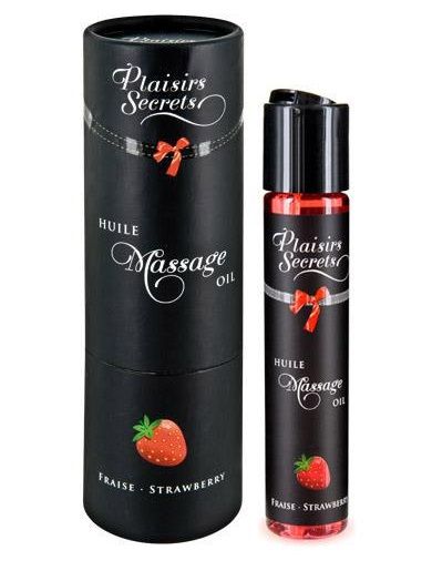 Массажное масло с ароматом клубники Huile de Massage Gourmande Fraise des Bois - 59 мл. - Plaisir Secret - купить с доставкой в Великом Новгороде