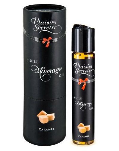 Массажное масло с ароматом карамели Huile de Massage Gourmande Caramel - 59 мл. - Plaisir Secret - купить с доставкой в Великом Новгороде