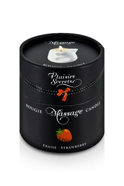 Массажная свеча с ароматом клубники Bougie de Massage Gourmande Fraise - 80 мл. - Plaisir Secret - купить с доставкой в Великом Новгороде