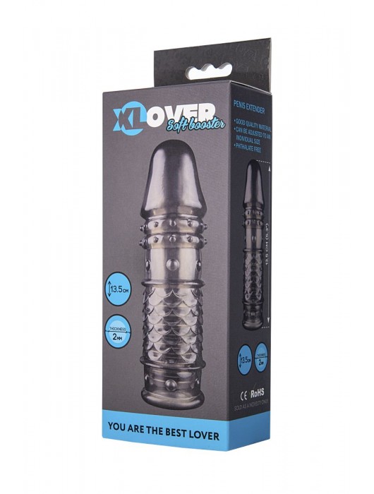 Дымчатая закрытая насадка ToyFa XLover с чешуйками и пупырышками - 13,5 см. - ToyFa - в Великом Новгороде купить с доставкой