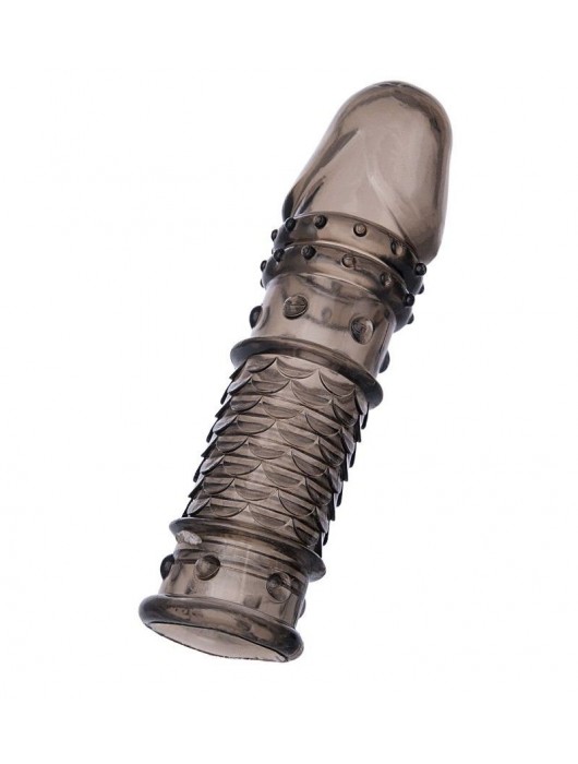 Дымчатая закрытая насадка ToyFa XLover с чешуйками и пупырышками - 13,5 см. - ToyFa - в Великом Новгороде купить с доставкой