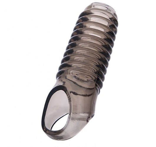 Дымчатая насадка с рёбрышками и подхватом мошонки ToyFa XLover - 12,5 см. - ToyFa - в Великом Новгороде купить с доставкой