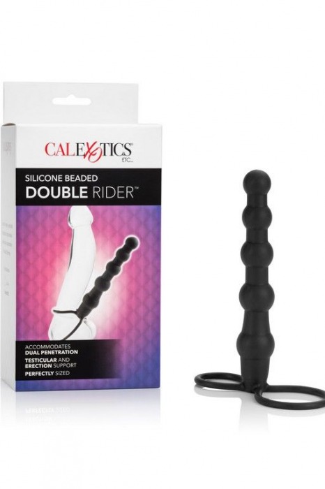 Насадка на пенис для двойного проникновения Silicone Beaded Double Rider - 14 см. - California Exotic Novelties - в Великом Новгороде купить с доставкой