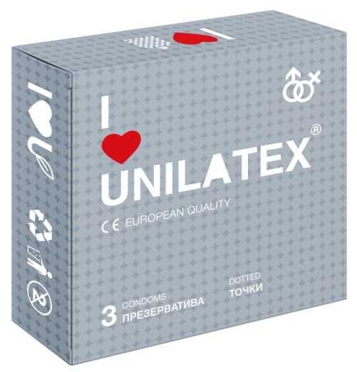 Презервативы с точками Unilatex Dotted - 3 шт. - Unilatex - купить с доставкой в Великом Новгороде