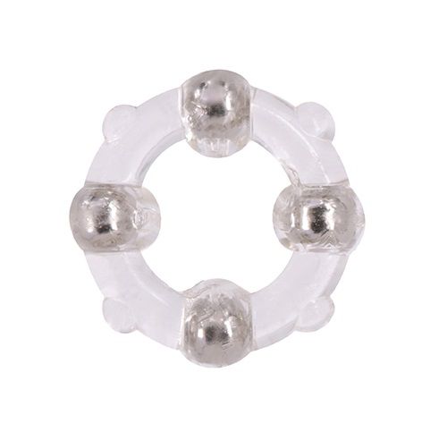 Эрекционное кольцо с 4 бусинами MENZSTUFF STUD RING CLEAR - Dream Toys - в Великом Новгороде купить с доставкой