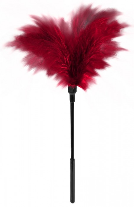 Пластиковая метелочка с красными пёрышками Small Feather Tickler - 32 см. - Blush Novelties - купить с доставкой в Великом Новгороде