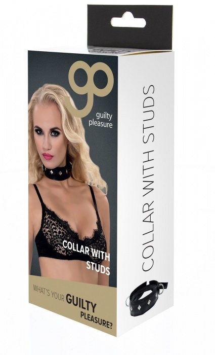 Полиуретановый ошейник с пуклями и D-кольцами Collar with Studs - Blush Novelties - купить с доставкой в Великом Новгороде