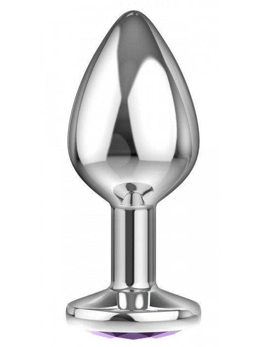 Малая серебристая анальная пробка Diamond Purple Sparkle Small с фиолетовым кристаллом - 7 см. - Lola Games - купить с доставкой в Великом Новгороде