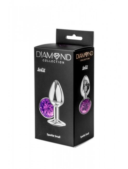 Малая серебристая анальная пробка Diamond Purple Sparkle Small с фиолетовым кристаллом - 7 см. - Lola Games - купить с доставкой в Великом Новгороде