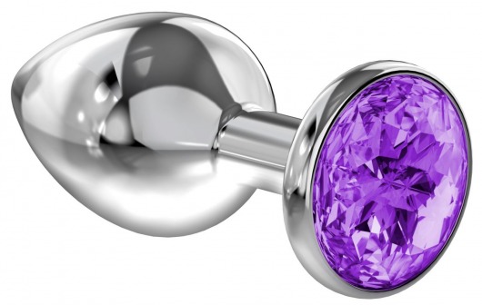Малая серебристая анальная пробка Diamond Purple Sparkle Small с фиолетовым кристаллом - 7 см. - Lola Games - купить с доставкой в Великом Новгороде