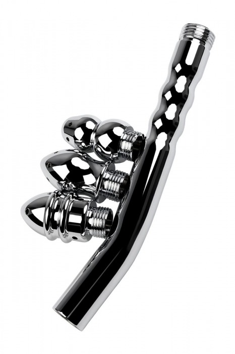 Металлический анальный душ с тремя насадками - ToyFa - купить с доставкой в Великом Новгороде