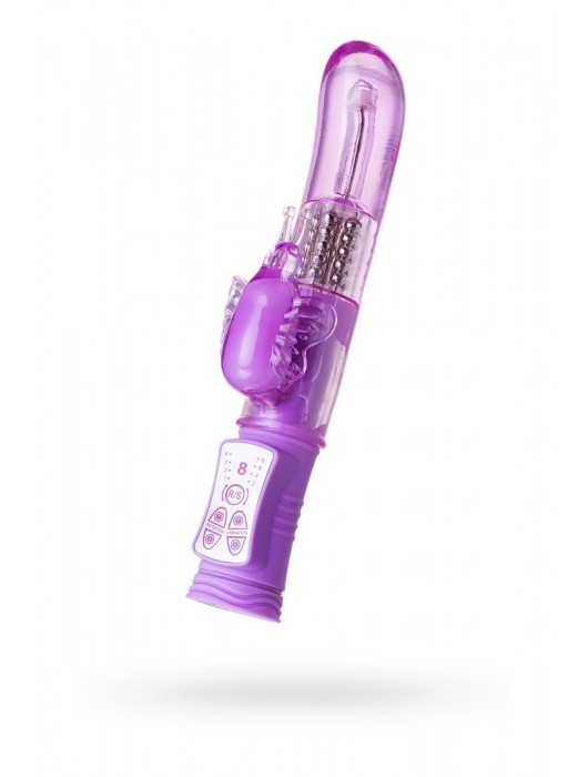 Фиолетовый вибратор High-Tech fantasy с бабочкой для клитора - 22,4 см. - A-toys