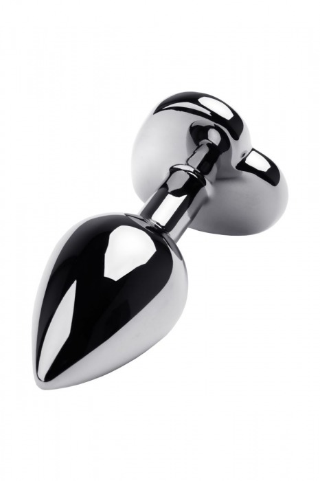 Серебристая анальная пробка с прозрачным кристаллом-сердцем - 8 см. - ToyFa - купить с доставкой в Великом Новгороде