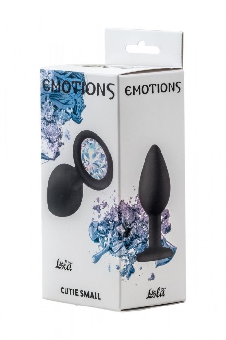 Чёрная анальная пробка Emotions Cutie Small с прозрачным кристаллом - 7,5 см. - Lola Games - купить с доставкой в Великом Новгороде