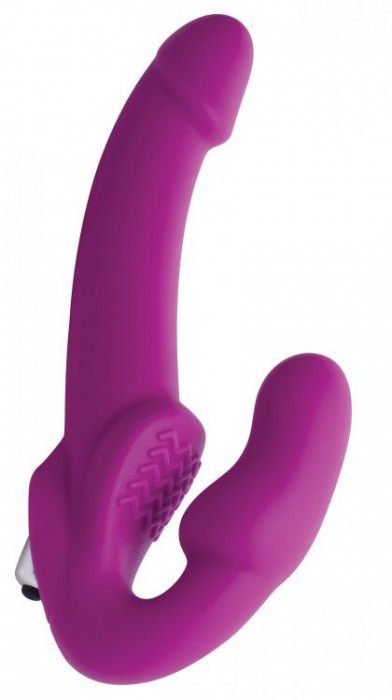 Ярко-розовый безремневой вибрострапон Evoke Vibrating Strapless Silicone Strap-on Dildo - XR Brands - купить с доставкой в Великом Новгороде